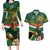 Custom South Africa Rugby Couples Matching Long Sleeve Bodycon Dress and Hawaiian Shirt 2024 Go Springboks Mascot African Pattern - Wonder Print Shop