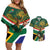 Custom South Africa Rugby Couples Matching Off Shoulder Short Dress and Hawaiian Shirt 2024 Go Springboks Mascot African Pattern - Wonder Print Shop