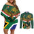 Custom South Africa Rugby Couples Matching Off Shoulder Short Dress and Long Sleeve Button Shirt 2024 Go Springboks Mascot African Pattern - Wonder Print Shop