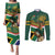 Custom South Africa Rugby Couples Matching Puletasi and Long Sleeve Button Shirt 2024 Go Springboks Mascot African Pattern - Wonder Print Shop