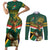 Custom South Africa Rugby Couples Matching Short Sleeve Bodycon Dress and Long Sleeve Button Shirt 2024 Go Springboks Mascot African Pattern - Wonder Print Shop