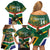 Custom South Africa Rugby Family Matching Off Shoulder Short Dress and Hawaiian Shirt 2024 Go Springboks Mascot African Pattern - Wonder Print Shop