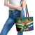 Custom South Africa Rugby Leather Tote Bag 2024 Go Springboks Mascot African Pattern - Wonder Print Shop