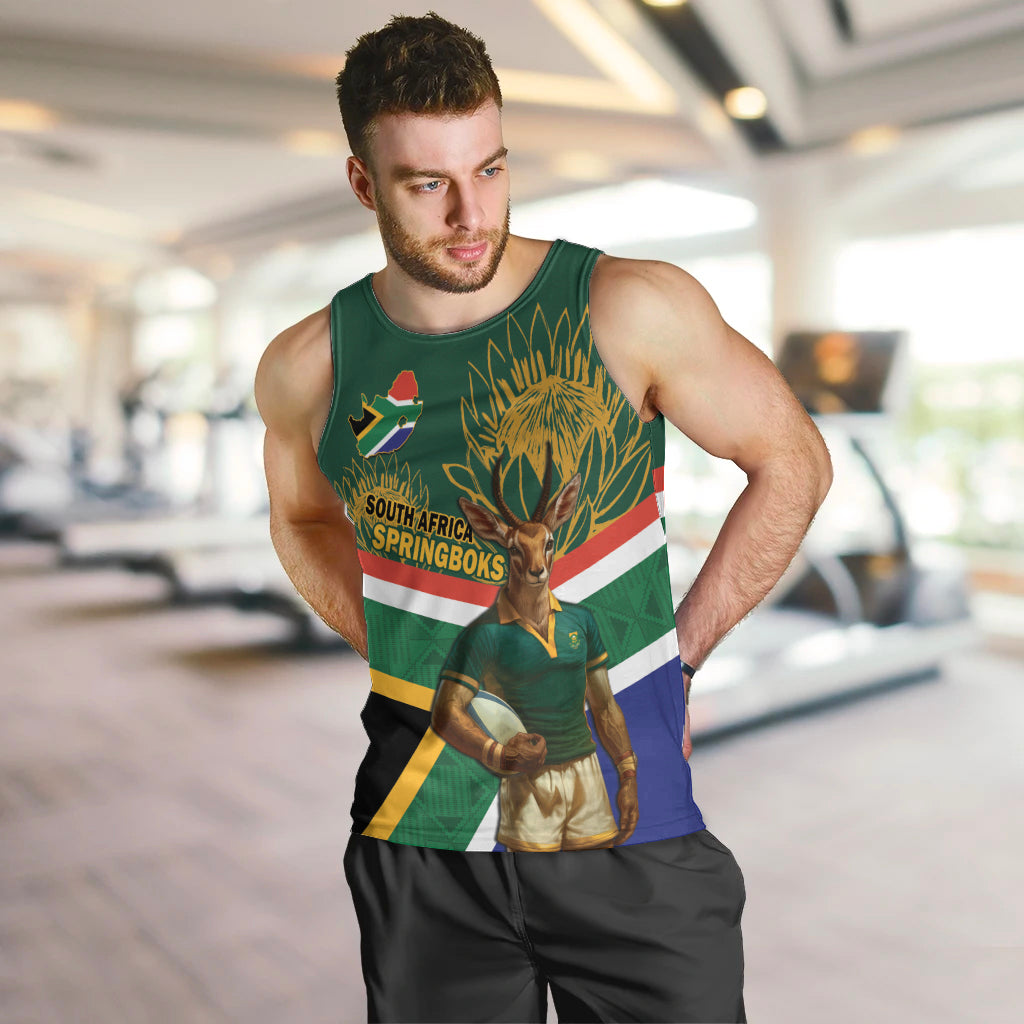 Custom South Africa Rugby Men Tank Top 2024 Go Springboks Mascot African Pattern - Wonder Print Shop