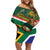 Custom South Africa Rugby Off Shoulder Short Dress 2024 Go Springboks Mascot African Pattern - Wonder Print Shop