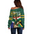 Custom South Africa Rugby Off Shoulder Sweater 2024 Go Springboks Mascot African Pattern - Wonder Print Shop