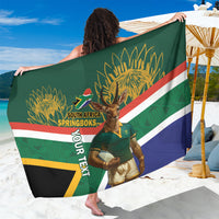 Green South Africa rugby sarong with large Springboks logo and springbok mascot