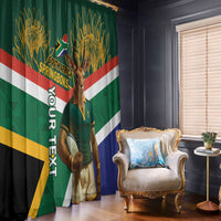Green rugby window curtain panel with Springboks mascot and South Africa flag stripes