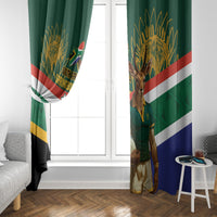 Green South Africa rugby window curtain panels with Springboks mascot and diagonal flag bands