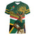 Custom South Africa Rugby Women V-Neck T-Shirt 2024 Go Springboks Mascot African Pattern - Wonder Print Shop