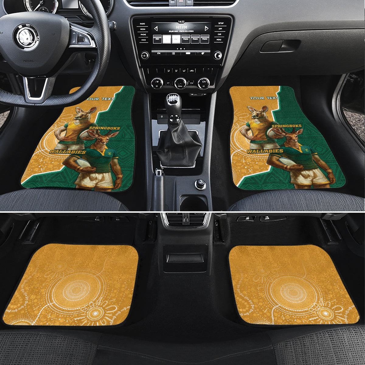 Personalised South Africa And Australia Rugby Car Mats 2024 Springboks Wallabies Mascots Together - Wonder Print Shop