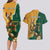 Personalised South Africa And Australia Rugby Couples Matching Long Sleeve Bodycon Dress and Hawaiian Shirt 2024 Springboks Wallabies Mascots Together - Wonder Print Shop