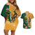 Personalised South Africa And Australia Rugby Couples Matching Off Shoulder Short Dress and Hawaiian Shirt 2024 Springboks Wallabies Mascots Together - Wonder Print Shop