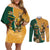 Personalised South Africa And Australia Rugby Couples Matching Off Shoulder Short Dress and Long Sleeve Button Shirt 2024 Springboks Wallabies Mascots Together - Wonder Print Shop