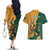 Personalised South Africa And Australia Rugby Couples Matching Off The Shoulder Long Sleeve Dress and Hawaiian Shirt 2024 Springboks Wallabies Mascots Together - Wonder Print Shop