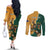 Personalised South Africa And Australia Rugby Couples Matching Off The Shoulder Long Sleeve Dress and Long Sleeve Button Shirt 2024 Springboks Wallabies Mascots Together