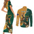 Personalised South Africa And Australia Rugby Couples Matching Short Sleeve Bodycon Dress and Long Sleeve Button Shirt 2024 Springboks Wallabies Mascots Together - Wonder Print Shop