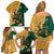 Personalised South Africa And Australia Rugby Family Matching Off Shoulder Short Dress and Hawaiian Shirt 2024 Springboks Wallabies Mascots Together - Wonder Print Shop