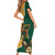 Personalised South Africa And Australia Rugby Family Matching Short Sleeve Bodycon Dress and Hawaiian Shirt 2024 Springboks Wallabies Mascots Together - Wonder Print Shop