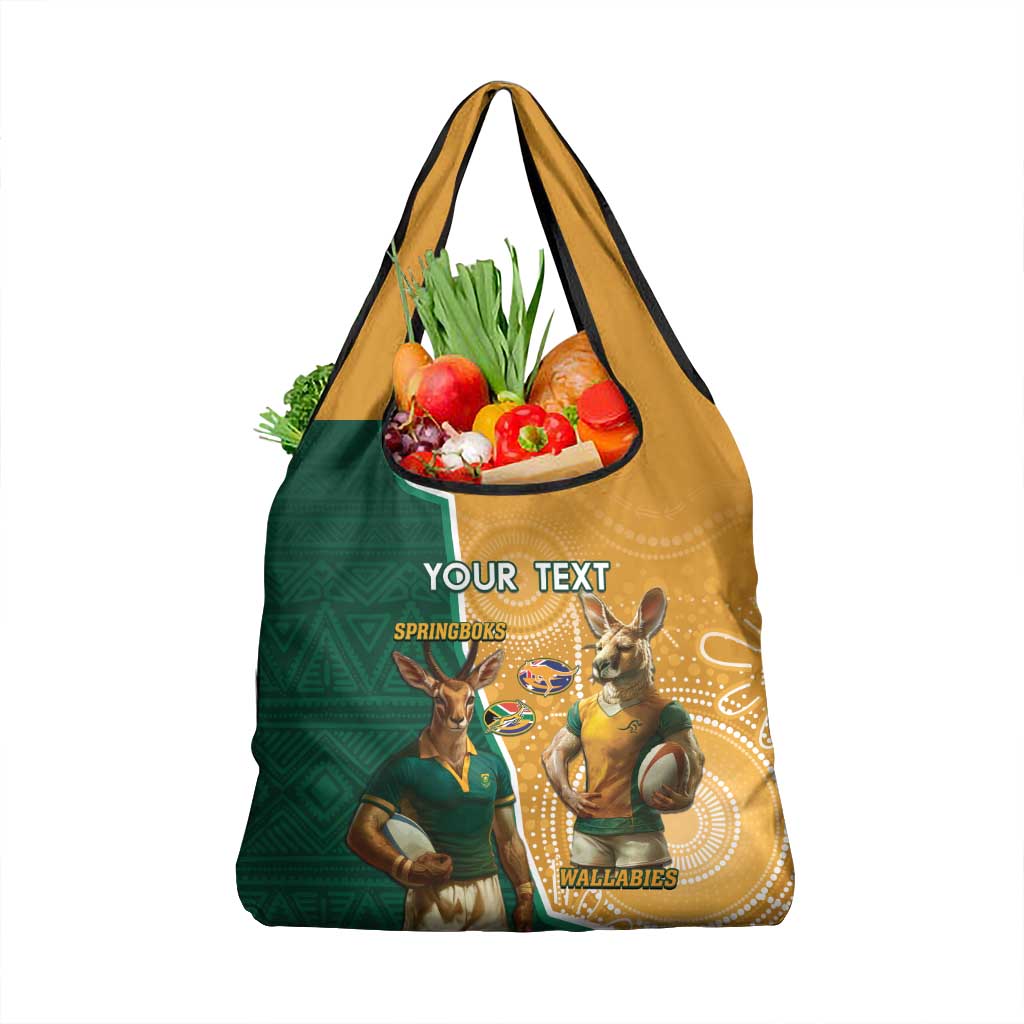 Personalised South Africa And Australia Rugby Grocery Bag Springboks Wallabies Mascots Together