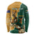 Personalised South Africa And Australia Rugby Long Sleeve Shirt 2024 Springboks Wallabies Mascots Together - Wonder Print Shop