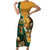 Personalised South Africa And Australia Rugby Short Sleeve Bodycon Dress 2024 Springboks Wallabies Mascots Together