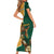 Personalised South Africa And Australia Rugby Short Sleeve Bodycon Dress 2024 Springboks Wallabies Mascots Together