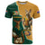 Personalised South Africa And Australia Rugby T Shirt 2024 Springboks Wallabies Mascots Together