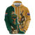 Personalised South Africa And Australia Rugby Zip Hoodie 2024 Springboks Wallabies Mascots Together