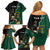 Personalised New Zealand And South Africa Rugby Family Matching Off Shoulder Short Dress and Hawaiian Shirt 2024 All Black Springboks Mascots Together - Wonder Print Shop