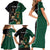 Personalised New Zealand And South Africa Rugby Family Matching Short Sleeve Bodycon Dress and Hawaiian Shirt 2024 All Black Springboks Mascots Together - Wonder Print Shop