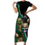 Personalised New Zealand And South Africa Rugby Family Matching Short Sleeve Bodycon Dress and Hawaiian Shirt 2024 All Black Springboks Mascots Together - Wonder Print Shop