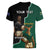 Personalised New Zealand And South Africa Rugby Women V-Neck T-Shirt 2024 All Black Springboks Mascots Together