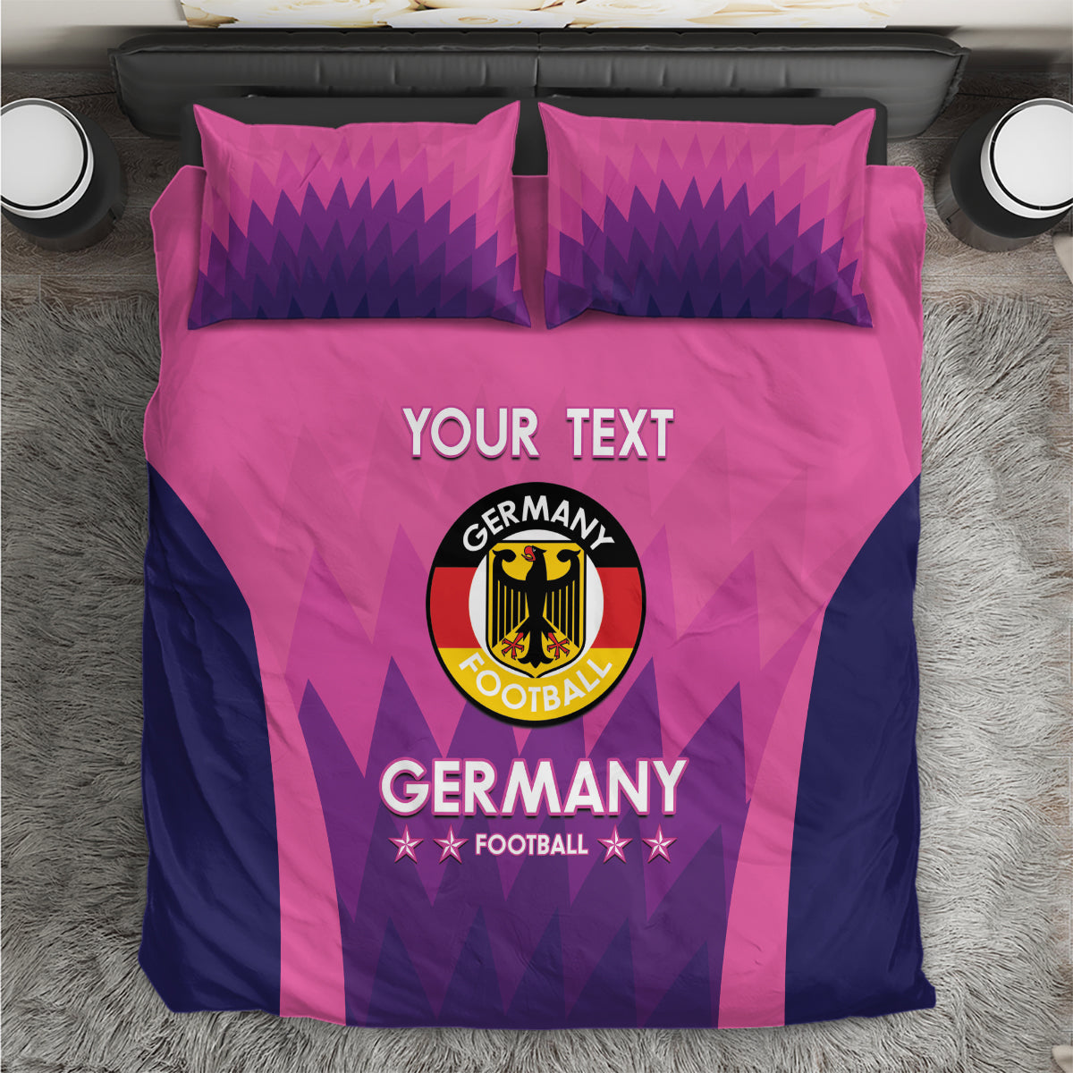 Pink Germany football bedding set with duvet and two matching pillowcases