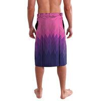 Pink lavalava-style football sarong skirt back view with geometric pattern and waistband