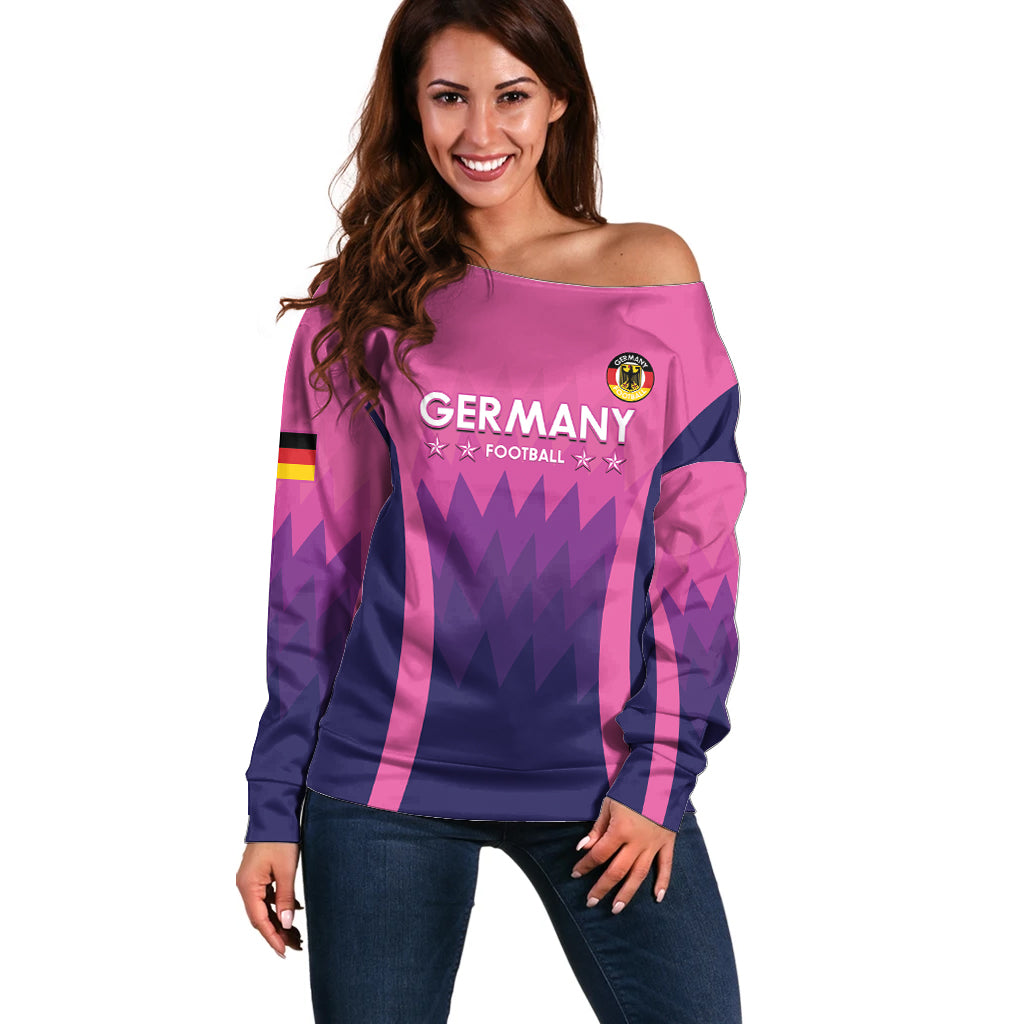 Custom Germany Football Off Shoulder Sweater 2024 Nationalelf - Pink Version - Wonder Print Shop