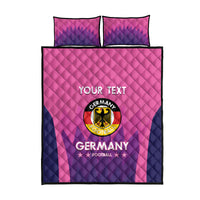 Pink Germany football quilt bed set with crest and 'GERMANY' text, two pillow covers