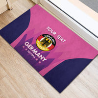 Pink Germany football doormat, corner view, crest and Your Text
