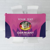 Custom pink and dark blue football tablecloth with 'YOUR TEXT' and Germany emblem