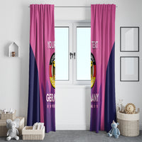 Pink Germany football window curtain pair with crest and custom text printed