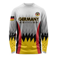 White long-sleeve football shirt with Germany front graphic and crest