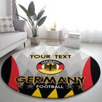 Round Germany football rug featuring crest, “YOUR TEXT,” and “GERMANY FOOTBALL” lettering