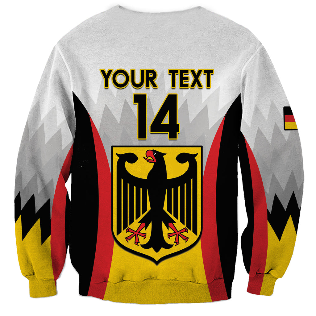 Germany football sweatshirt, back print with YOUR TEXT 14 and crest, white long sleeves