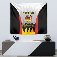 Germany football tapestry with crest and “YOUR TEXT” centered on a black-red-yellow shield