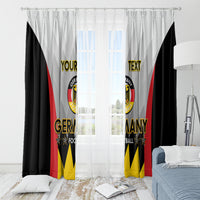 Window curtain pair with Germany football design, custom text, and black-red-yellow panels