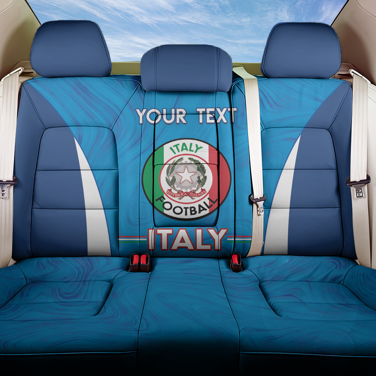 Custom Italy Football Back Car Seat Cover 2024 Gli Azzurri Marble Pattern - Wonder Print Shop