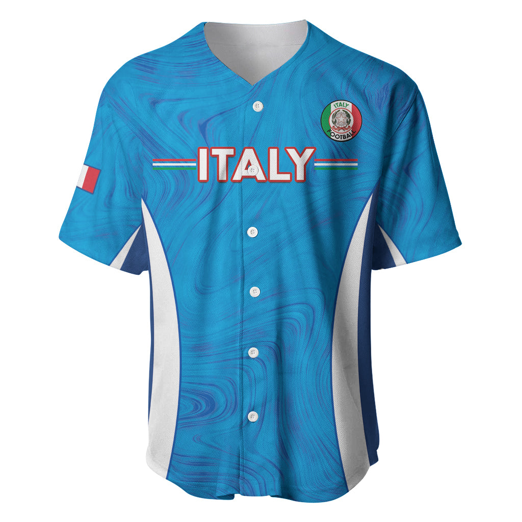 Custom Italy Football Baseball Jersey 2024 Gli Azzurri Marble Pattern - Wonder Print Shop