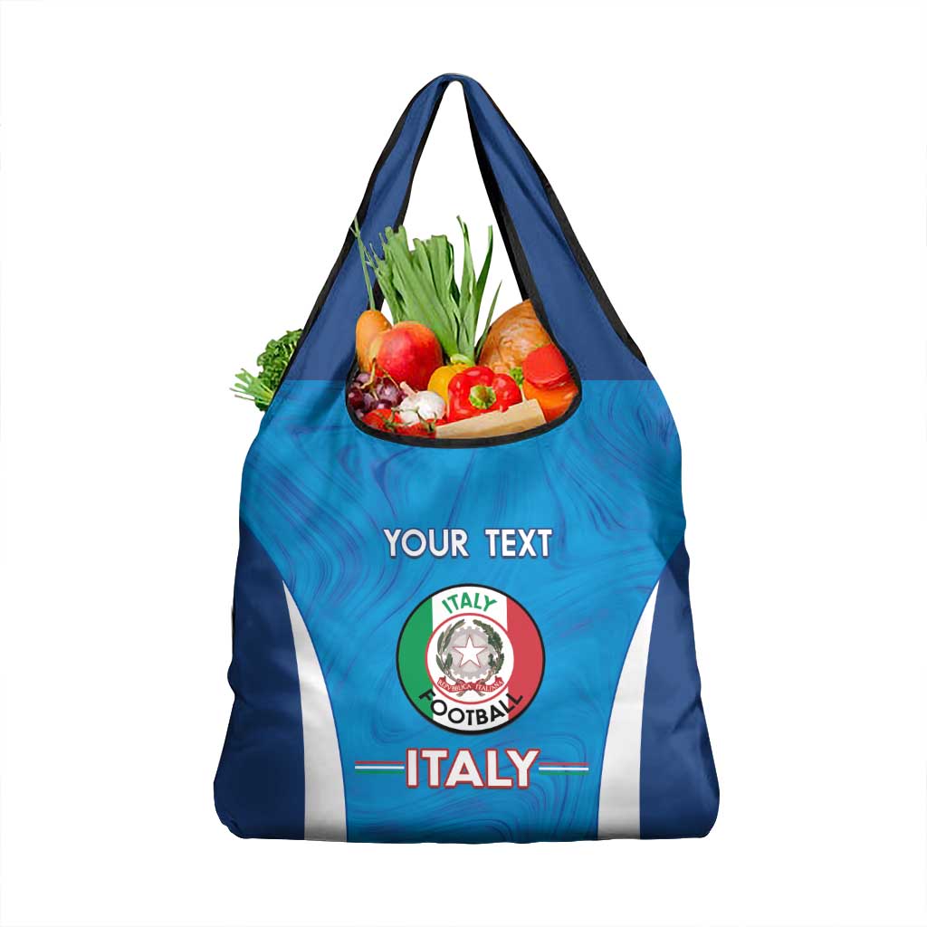 Custom Italy Football Grocery Bag Gli Azzurri Marble Pattern