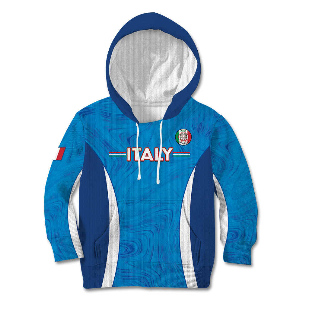 Custom Italy Football Kid Hoodie 2024 Gli Azzurri Marble Pattern - Wonder Print Shop