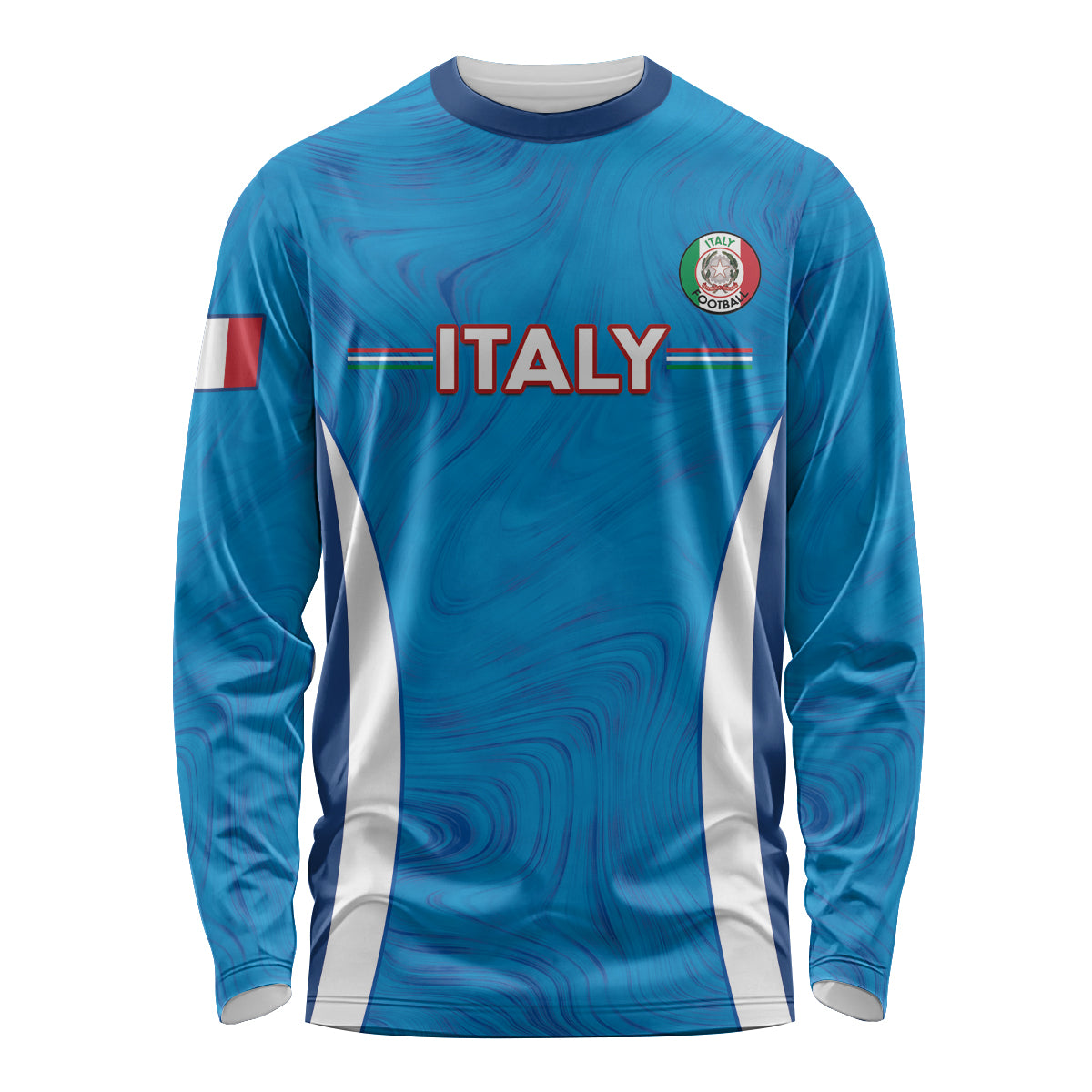 Custom Italy Football Long Sleeve Shirt 2024 Gli Azzurri Marble Pattern - Wonder Print Shop